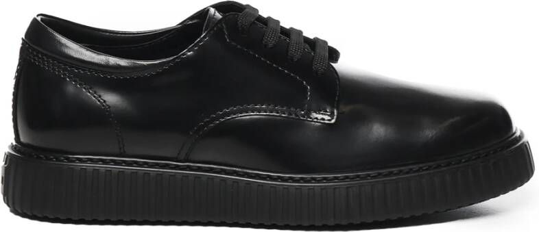 Hogan Zwarte Derby Platte Schoenen Black Heren