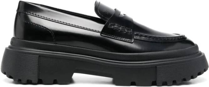 Hogan Zwarte Elegante Gesloten Loafers Black Dames