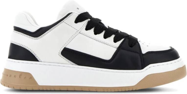 Hogan Zwarte en witte leren sneakers White Heren