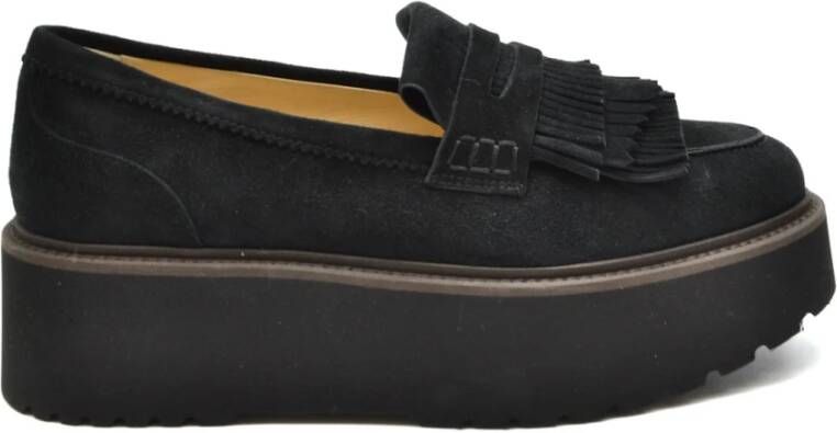 Hogan Zwarte Instap Mocassins met Rubberen Zool Black Dames