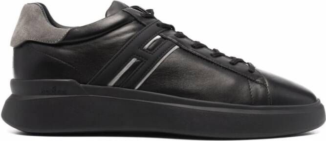 Hogan Zwarte kalf sneaker met grijze hiel Black Heren