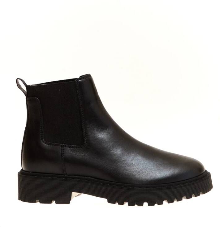 Hogan Zwarte Leren Enkellaarzen Aw23 Black Dames