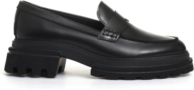 Hogan Zwarte Leren Loafer Schoen Black Dames