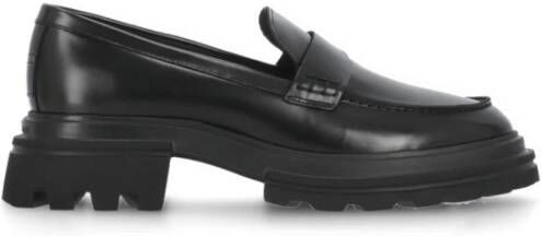 Hogan Zwarte Leren Loafers met Verhoogde Zool Black Dames