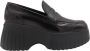 Hogan Zwarte Leren Loafers Oversized Zool Black Dames - Thumbnail 1