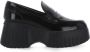 Hogan Zwarte Leren Loafers Ronde Neus Black Dames - Thumbnail 1