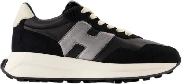 Hogan Zwarte Leren Sneakers Allacciato H Black Dames