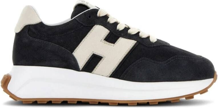 Hogan Zwarte Leren Sneakers Blue Dames