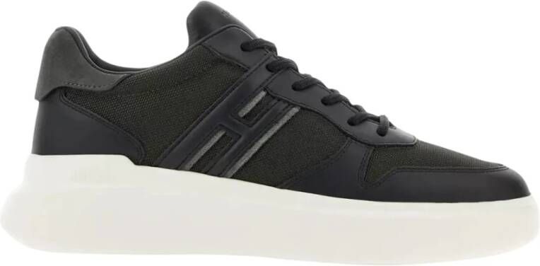 Hogan Zwarte Leren Sneakers H580 Stijl Black Heren