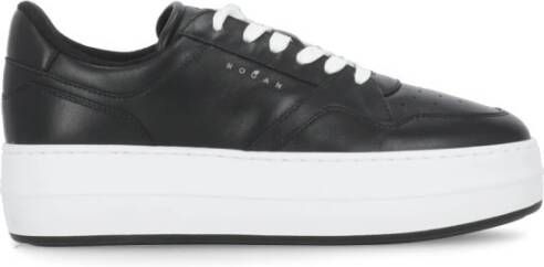 Hogan Zwarte Leren Sneakers met Ademende Details Black Dames