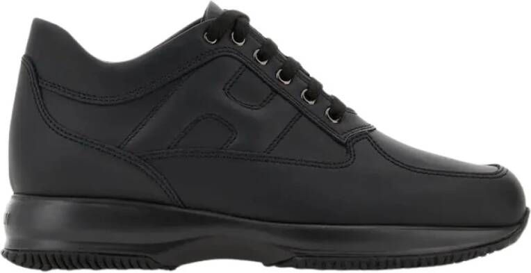 Hogan Zwarte Leren Sneakers met Gewatteerd Detail Black Heren