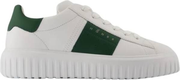 Hogan Zwarte Leren Sneakers met H Strepen White Heren