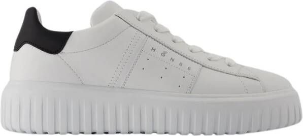 Hogan Zwarte Leren Sneakers met H Strepen White Heren