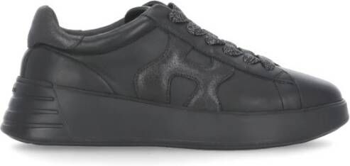 Hogan Zwarte Leren Sneakers met Lurex Details Black Dames