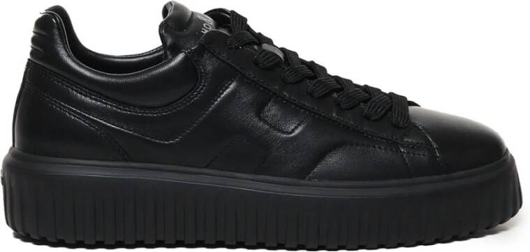 Hogan Zwarte leren sneakers met Side H Black Heren