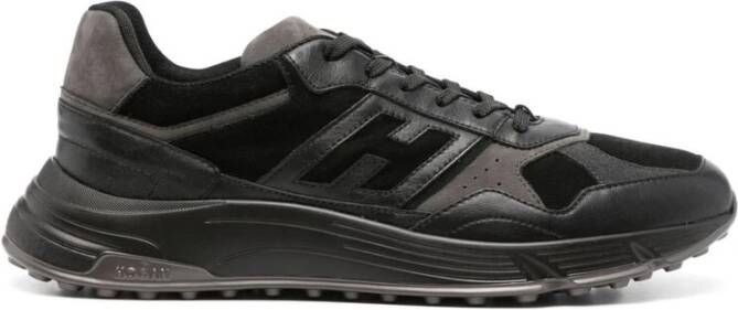 Hogan Zwarte leren sneakers met suède afwerking Black Heren