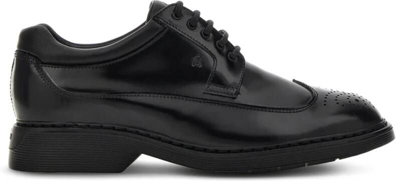 Hogan Zwarte Leren Sneakers Zwaluwstaart Black Heren