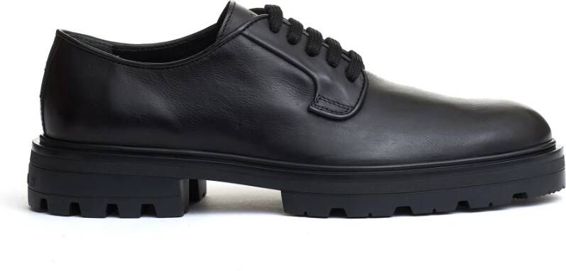 Hogan Zwarte Leren Veterschoenen Black Heren