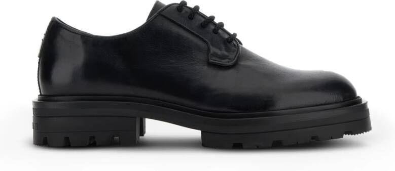 Hogan Zwarte Leren Veterschoenen Black Heren