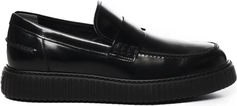 Hogan Zwarte platte mocassinschoenen Black Heren