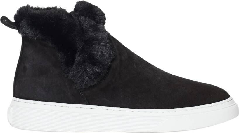 Hogan Zwarte Slip-On Sneakers met Bontafwerking Black Dames