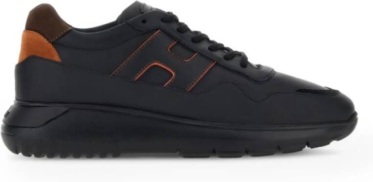 Hogan Zwarte sneakers met oranje details Gray Heren