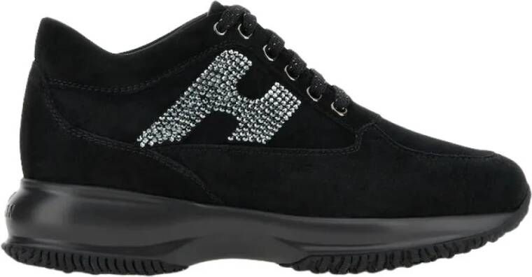 Hogan Zwarte Sneakers met Rhinestone Detail Black Dames