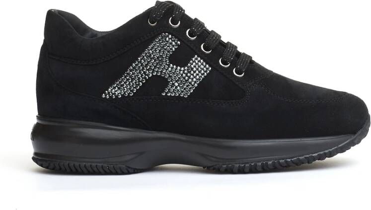 Hogan Zwarte Suède en Strass Schoenen Black Dames