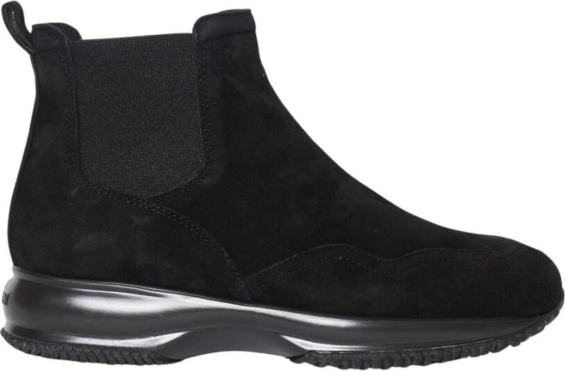 Hogan Zwarte Suède Enkellaarzen Aw23 Black Dames