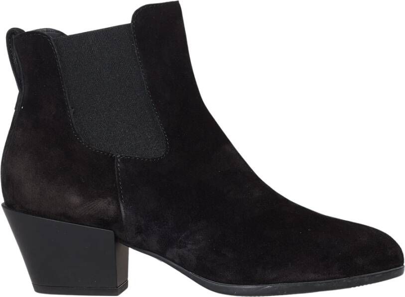 Hogan Zwarte Suède Enkellaarzen Aw23 Black Dames