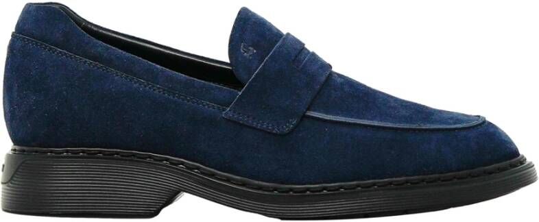 Hogan Zwarte Suède Loafer Schoenen Blue Heren