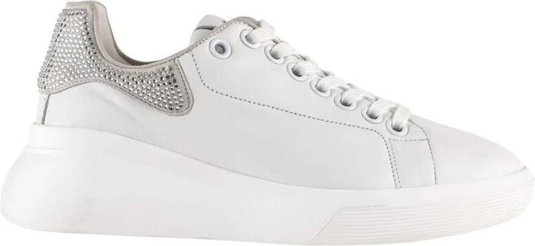 Högl Metallic witte sneaker met platformzool White Dames