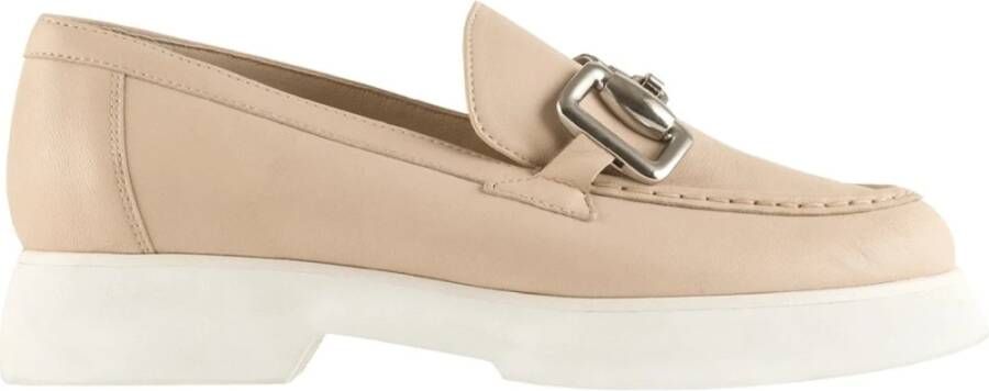 Högl Stijlvolle Beige Leren Loafers Beige Dames