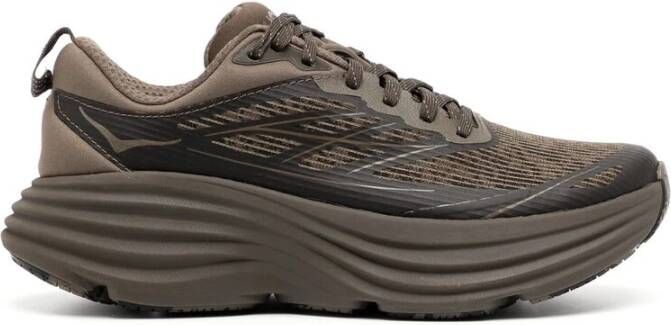 Hoka One Bruine Panel Sneaker met Logo Print Brown Heren