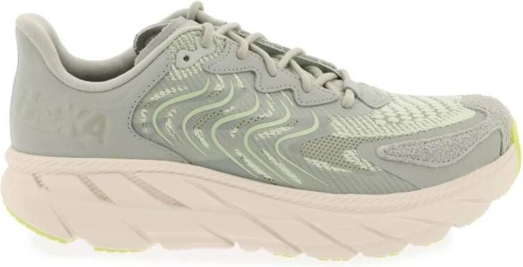 Hoka One Geruite jacquard Clifton LS sneakers Green Heren