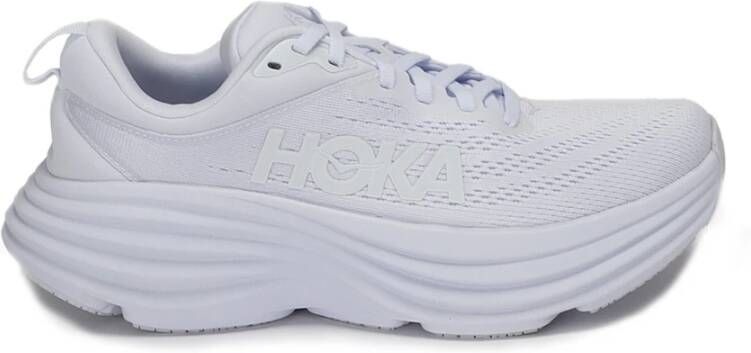 Hoka One Stoffen Sneaker met Ronde Neus White Dames