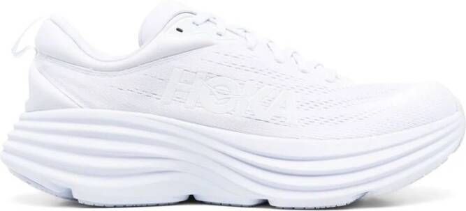 Hoka One Witte Logo Print Chunky Sneakers White Heren