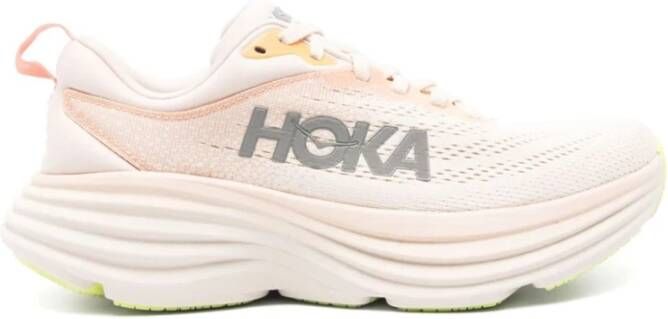 Hoka One Witte Mesh Sneakers met Logo Print White Dames