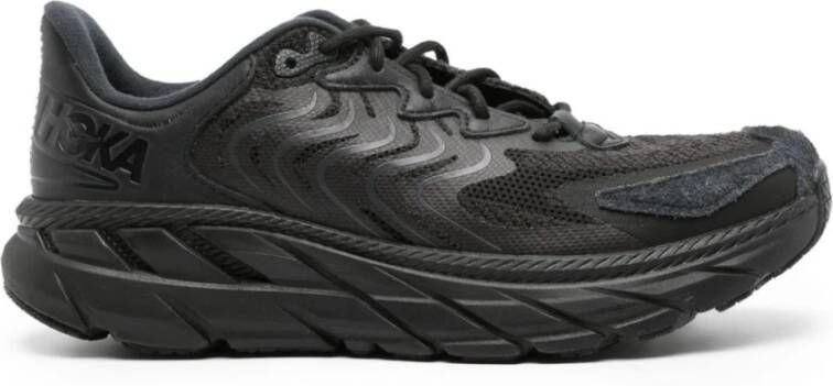 Hoka One Zwarte Leren Sneakers met Mesh Panelen Black Heren