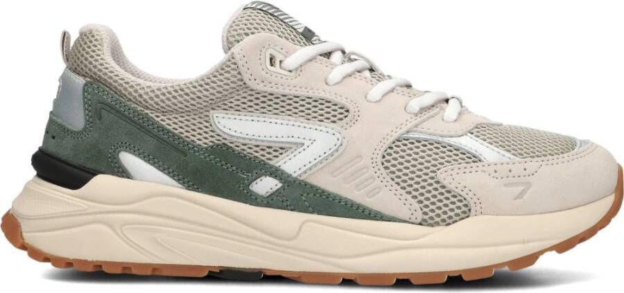 Hub Beige Lage Sneakers met Groene Accenten Multicolor Heren