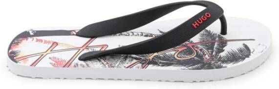 Hugo Boss Beige Palm Print Flip Flops Multicolor Heren