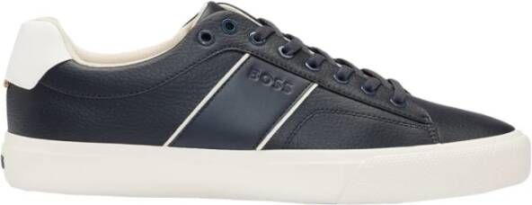 Hugo Boss Blauwe Leren Sneakers Aiden Blue Heren