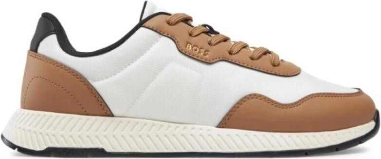 Hugo Boss Blauwe Sneakers met Eva Rubberen Zool Beige Heren