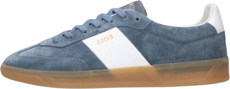 Hugo Boss Blauwe Suède Lage Sneakers Blue Heren