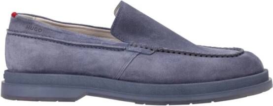 Hugo Boss Blauwe Suède Penny Loafers Blue Heren