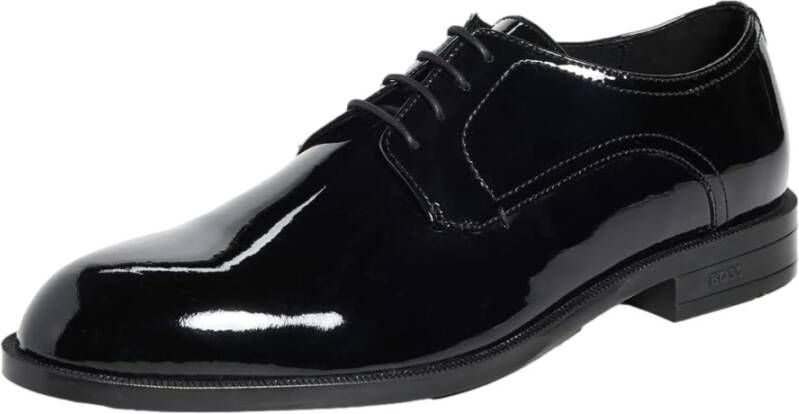 Hugo Boss Elegante Zwarte Leren Derby Schoenen Black Heren