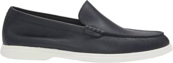 Hugo Boss Gestempeld leren loafers Blue Heren