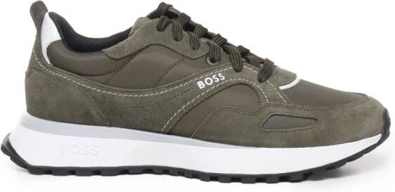 Hugo Boss Groene Suède Sneakers met Rubberen Zool Green Heren