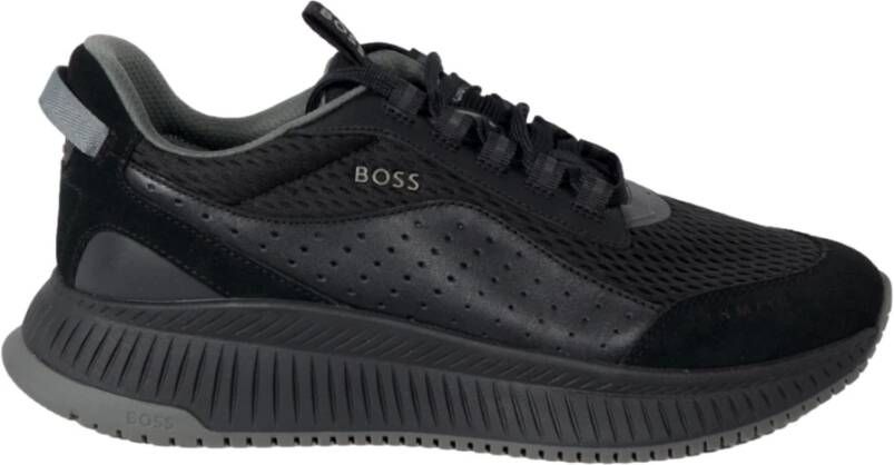 Hugo Boss Hybride Leren en Suède Sneakers Black Heren