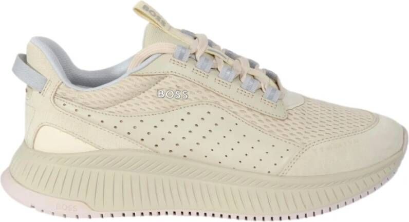 Hugo Boss Hybride Sneakers van Glad en Suède Leer Beige Heren